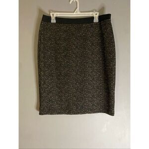 Sunny Leigh Black Silver Metallic Pencil Lined Skirt Size Large NWOT